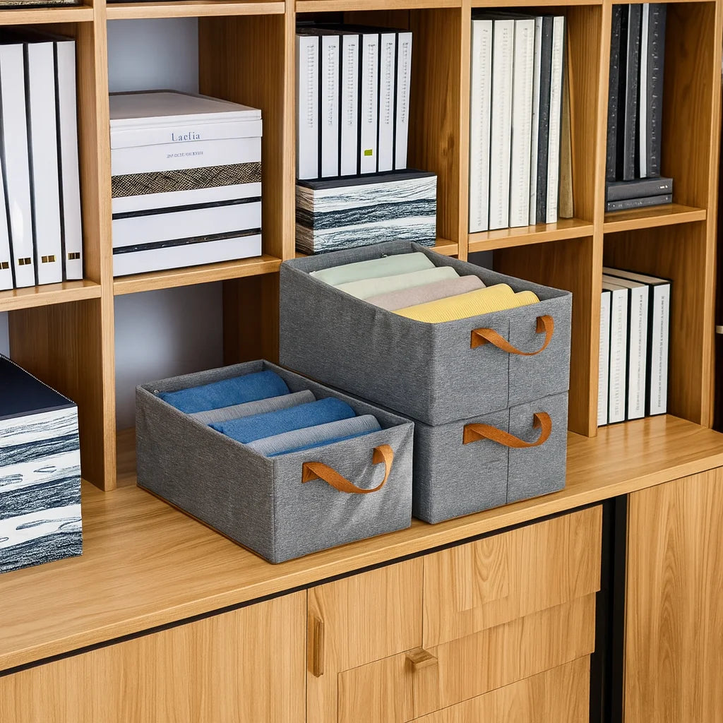 Grozaro Foldable Grey Wardrobe Organizer with Durable Handle