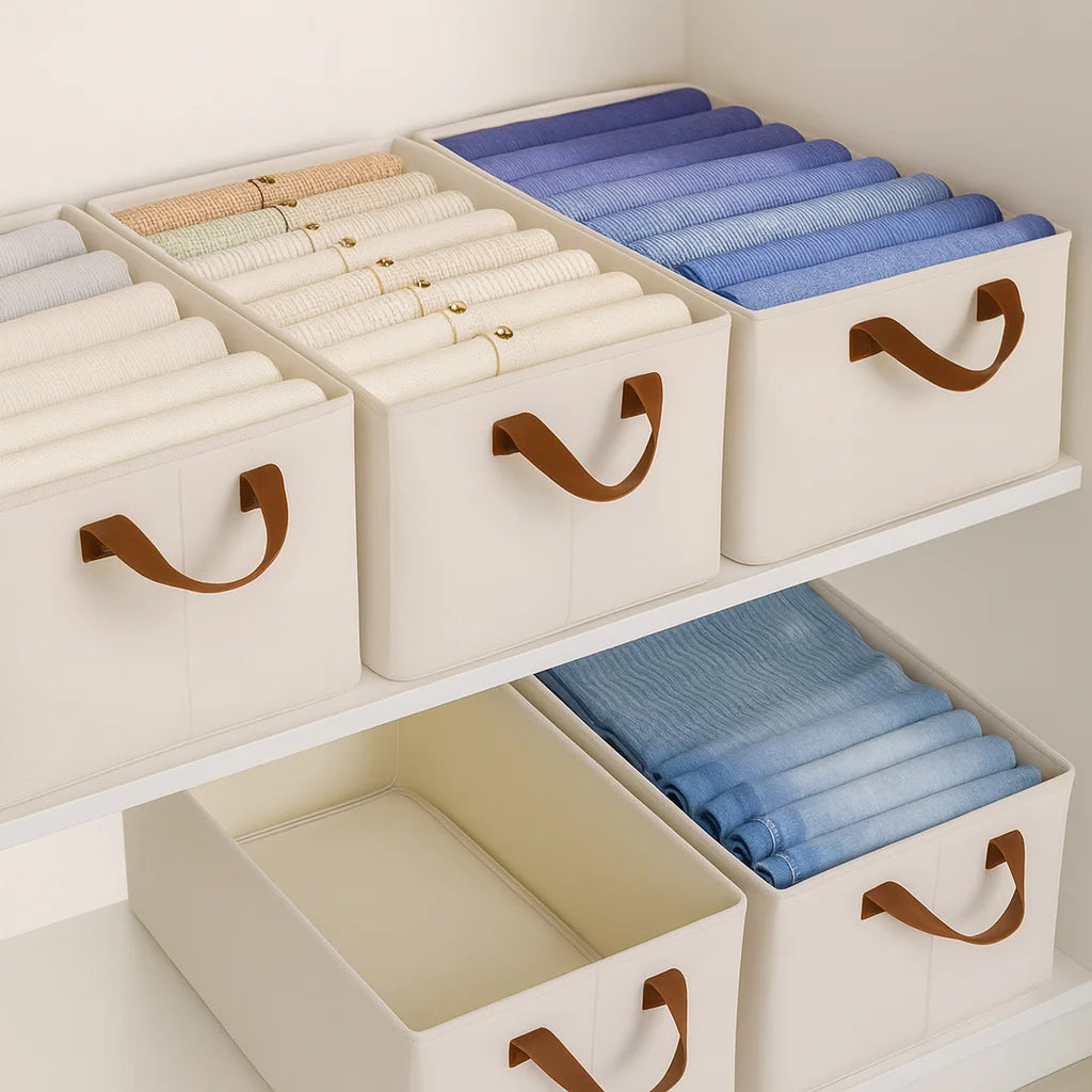 Grozaro Foldable White Wardrobe Organizer With Durable Handle