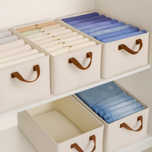 Grozaro Foldable White Wardrobe Organizer With Durable Handle