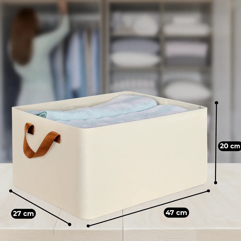 Grozaro Foldable White Wardrobe Organizer With Durable Handle