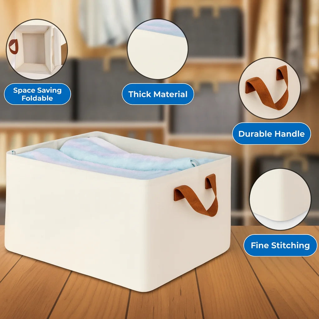 Grozaro Foldable White Wardrobe Organizer With Durable Handle