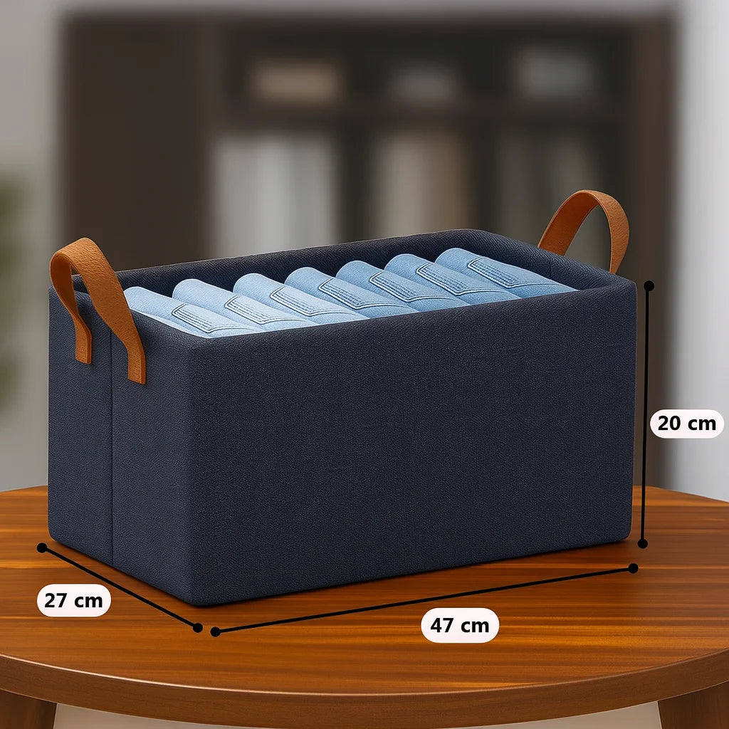 Grozaro Foldable Navy-Blue Wardrobe Organizer With Durable Handle