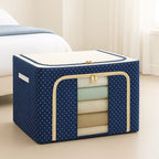 Grozaro Double-Sided Zipper Living Box - Fabric Storage Boxes for Clothes, Saree Cover Bags - 24 Litre, Pack of 1, Polka Dot