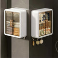 Grozaro Classy White Double Door Wall Mounted Transparent Storage Box with Hooks