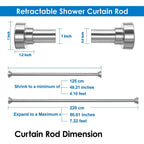 Grozaro Adjustable Shower Curtain Tension Rod 125CM| Non-Drilling| Anti-Skid|Multi-Purpose| Spring Pull Rod - (Stainless Steel)