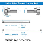 Grozaro Adjustable Shower Curtain Tension Rod 105CM| Non-Drilling| Anti-Skid|Multi-Purpose| Spring Pull Rod - (Stainless Steel)