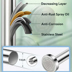 Grozaro Adjustable Shower Curtain Tension Rod 105CM| Non-Drilling| Anti-Skid|Multi-Purpose| Spring Pull Rod - (Stainless Steel)