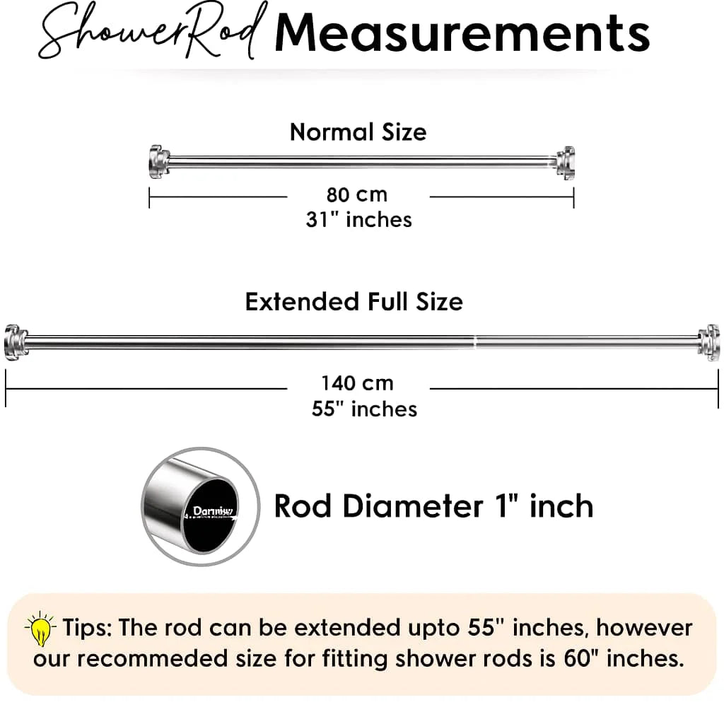 Grozaro Adjustable Shower Curtain Tension Rod 85CM| Non-Drilling| Anti-Skid|Multi-Purpose| Spring Pull Rod - (Stainless Steel)