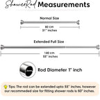 Grozaro Adjustable Shower Curtain Tension Rod 85CM| Non-Drilling| Anti-Skid|Multi-Purpose| Spring Pull Rod - (Stainless Steel)