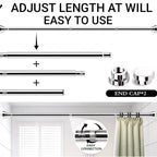 Grozaro Adjustable Shower Curtain Tension Rod 85CM| Non-Drilling| Anti-Skid|Multi-Purpose| Spring Pull Rod - (Stainless Steel)