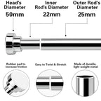 Grozaro Adjustable Shower Curtain Tension Rod 85CM| Non-Drilling| Anti-Skid|Multi-Purpose| Spring Pull Rod - (Stainless Steel)