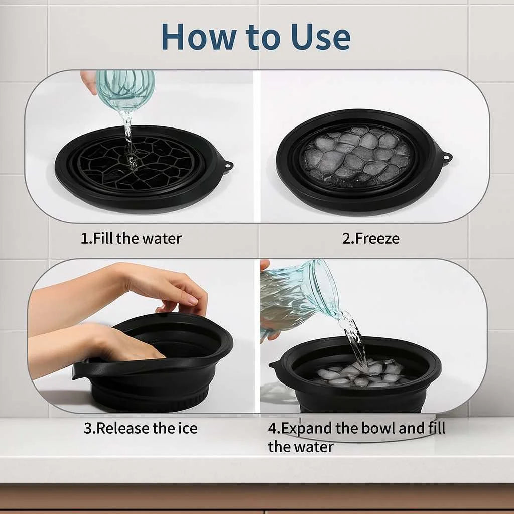 Grozaro Foldable Black Ice Face Bowl | Cold Therapy Facial Skincare Bowl for Glowing Skin