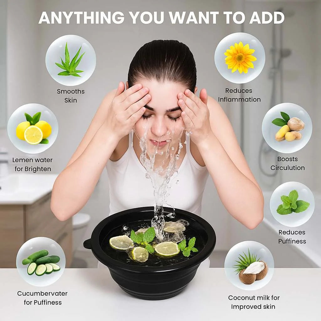 Grozaro Foldable Black Ice Face Bowl | Cold Therapy Facial Skincare Bowl for Glowing Skin