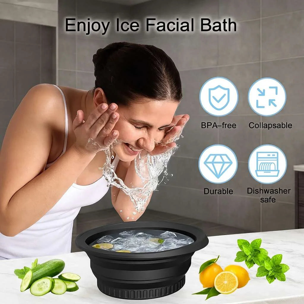 Grozaro Foldable Black Ice Face Bowl | Cold Therapy Facial Skincare Bowl for Glowing Skin