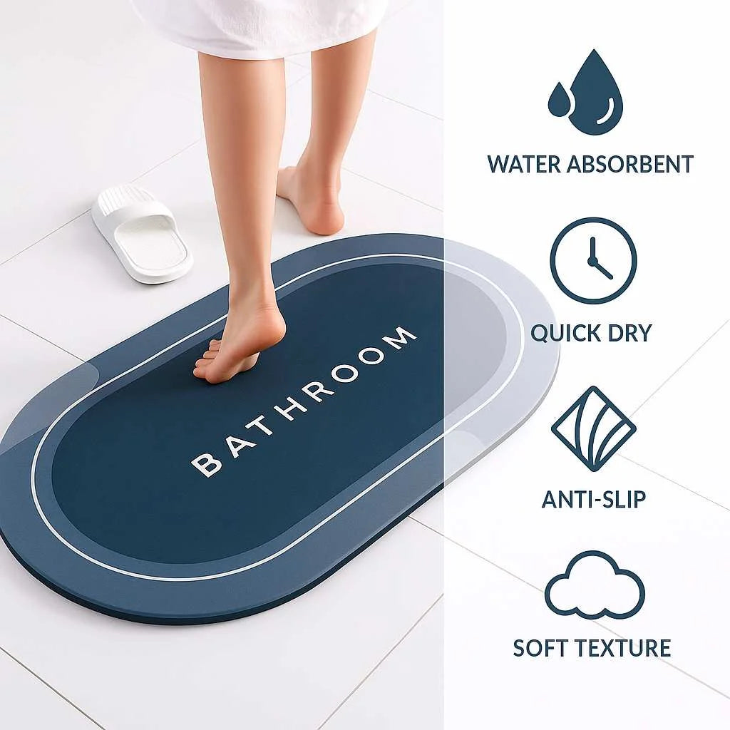 Grozaro Non-Slip 3.5mm Water Soaking Grey Door Mat With Rubber Backing