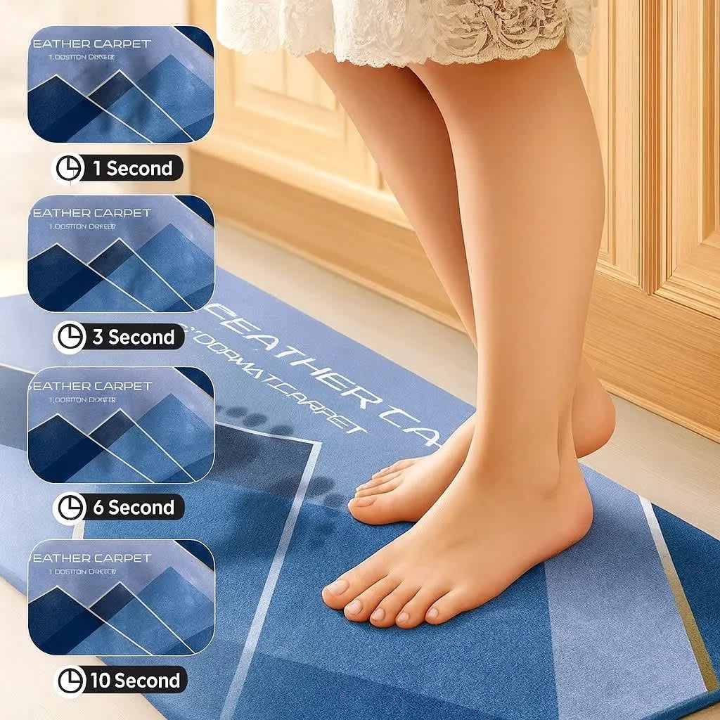 Grozaro Feather Print Non-Slip Kitchen Rug Combo Water Absorbent With Rubber Backing, 120x40cm + 60x40cm