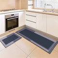 Grozaro Grey Non-Slip Kitchen Rug Combo Water Absorbent with Rubber Backing, 120x40cm + 60x40cm
