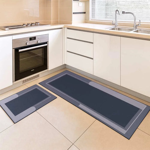 Grozaro Grey Non-Slip Kitchen Rug Combo Water Absorbent with Rubber Backing, 120x40cm + 60x40cm