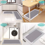Grozaro Grey Non-Slip Kitchen Rug Combo Water Absorbent with Rubber Backing, 120x40cm + 60x40cm
