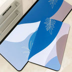 Grozaro Leaf Print Non-Slip Kitchen Rug Combo, Water Absorbent with Rubber Backing, 120x40cm + 60x40cm