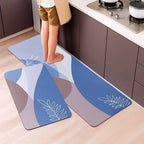 Grozaro Leaf Print Non-Slip Kitchen Rug Combo, Water Absorbent with Rubber Backing, 120x40cm + 60x40cm