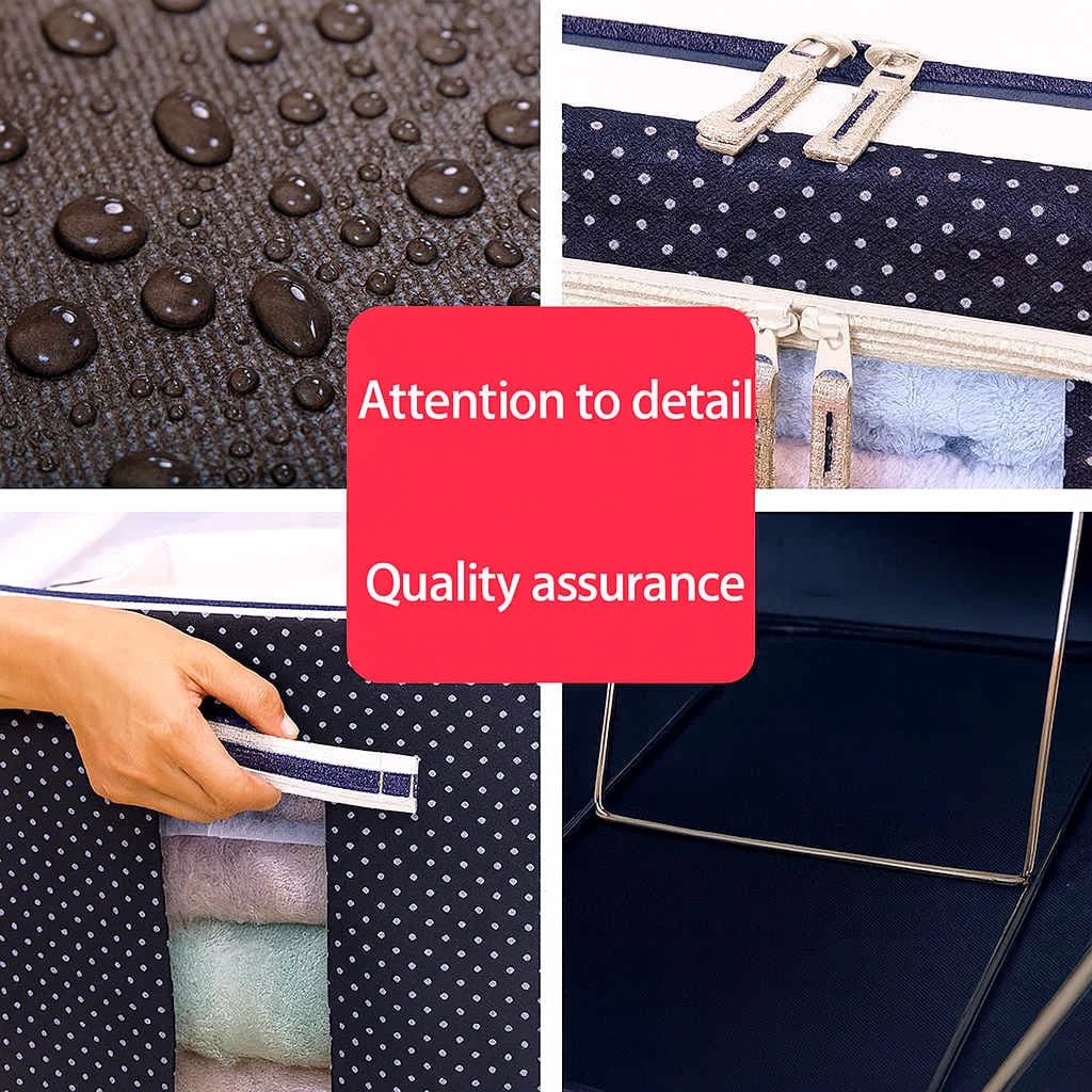 Grozaro Double-Sided Zipper Living Box - Fabric Storage Boxes for Clothes, Saree Cover Bags - 24 Litre, Pack of 1, Polka Dot