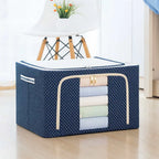 Grozaro Double-Sided Zipper Living Box - Fabric Storage Boxes for Clothes, Saree Cover Bags - 44 Litre, Pack of 1, Polka Dot
