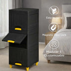 Grozaro Multi Layer Design Flip Top Modular Storage Cabinet Black (3 Layer)