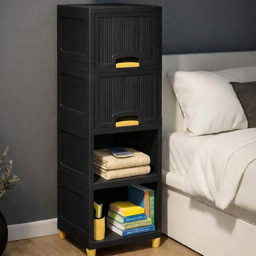 Grozaro Multi Layer Design Flip Top Modular Storage Cabinet Black (4 Layer)