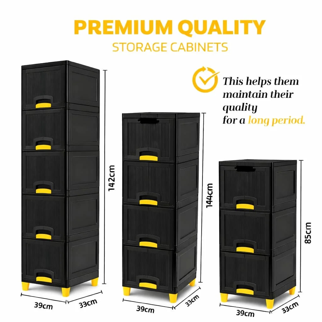 Grozaro Multi Layer Design Flip Top Modular Storage Cabinet Black (4 Layer)