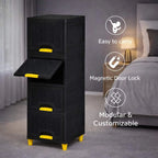 Grozaro Multi Layer Design Flip Top Modular Storage Cabinet Black (4 Layer)