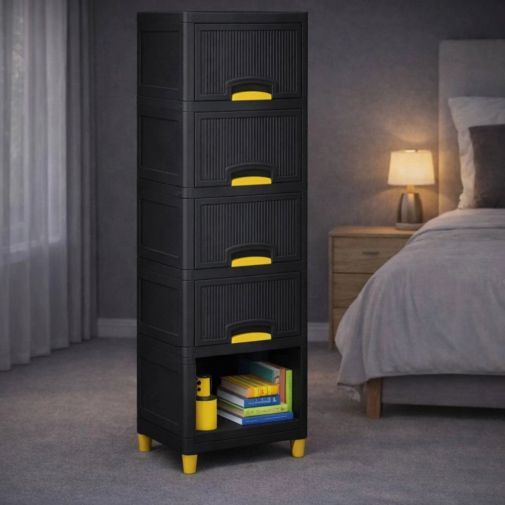Grozaro Multi Layer Design Flip Top Modular Storage Cabinet Black (5 Layer)