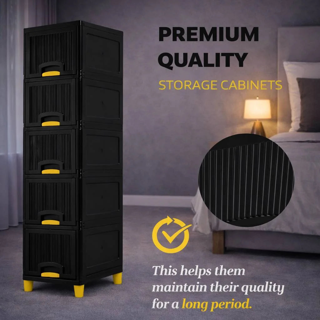 Grozaro Multi Layer Design Flip Top Modular Storage Cabinet Black (5 Layer)