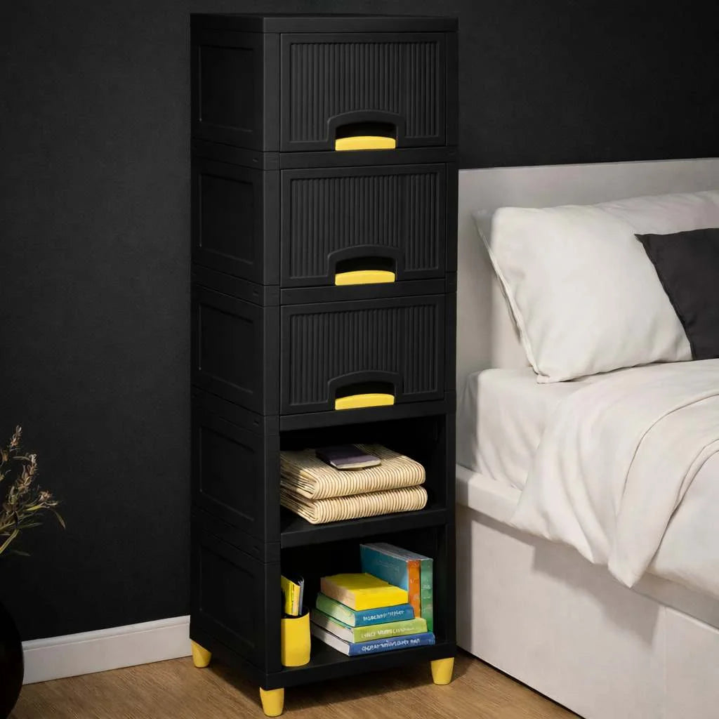 Grozaro Multi Layer Design Flip Top Modular Storage Cabinet Black (5 Layer)