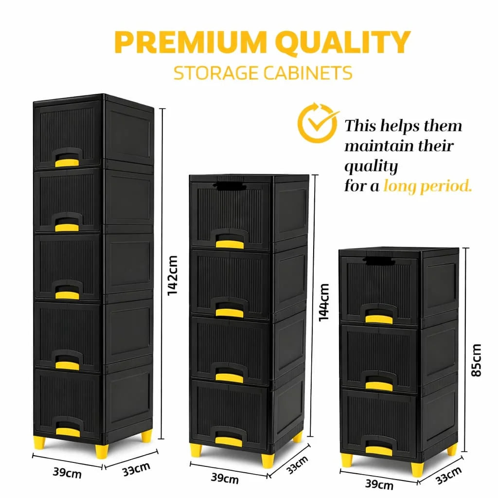 Grozaro Multi Layer Design Flip Top Modular Storage Cabinet Black (5 Layer)