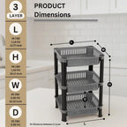 Grozaro 3 Layer Foldable Storage Cart for Home & Kitchen