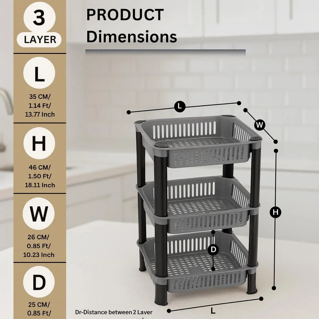 Grozaro 3 Layer Foldable Storage Cart for Home & Kitchen