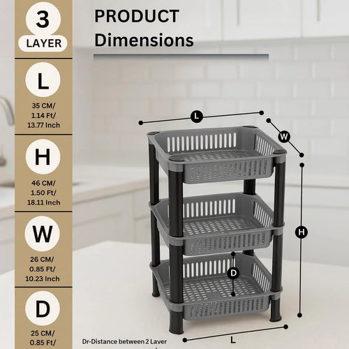 Grozaro 3 Layer Foldable Storage Cart for Home & Kitchen