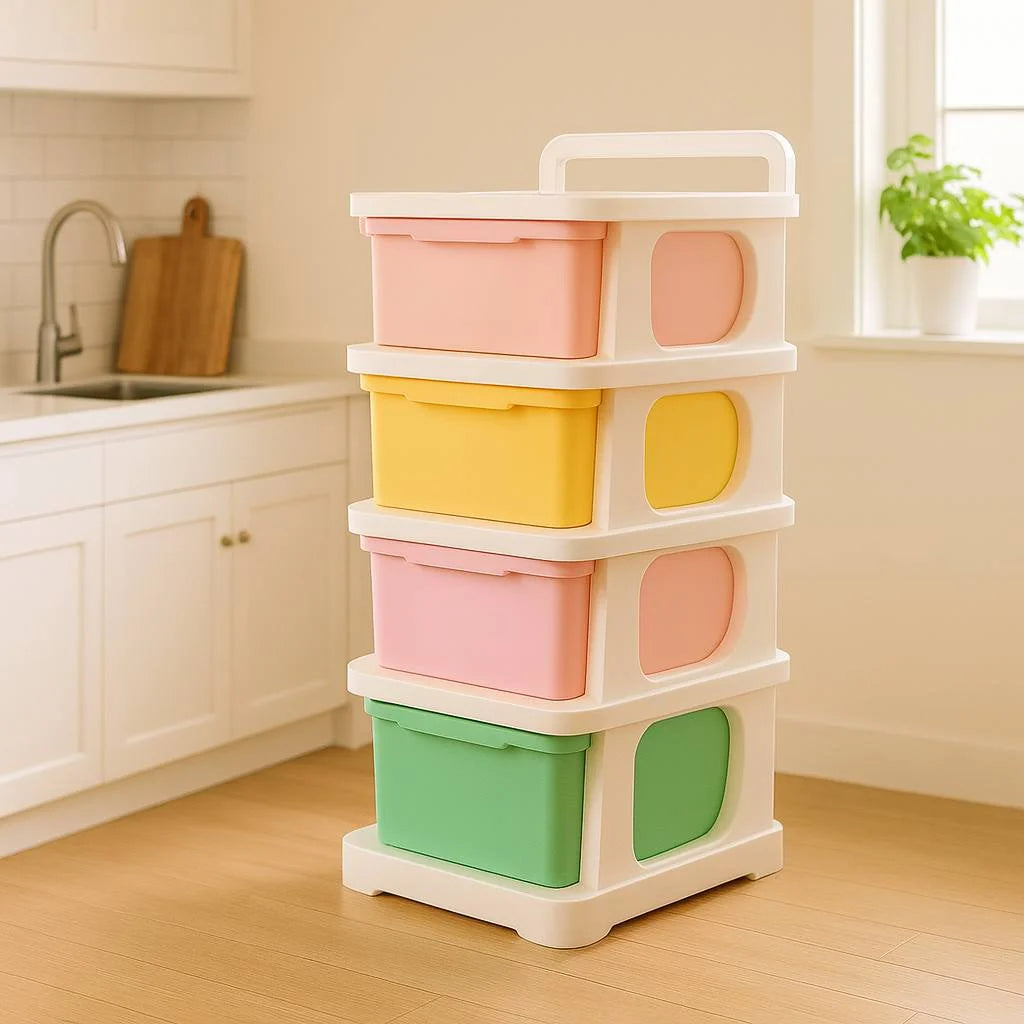 Grozaro Multipurpose 4-Layer Smart Modular Drawer with Wheels