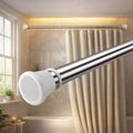 Grozaro Premium Stainless Steel 125CM Adjustable No-Drill Tension Rod with White Non-Slip Rubber End Caps