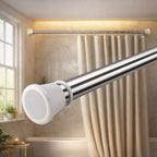 Grozaro Premium Stainless Steel 125CM Adjustable No-Drill Tension Rod with White Non-Slip Rubber End Caps