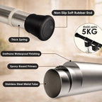 Grozaro Premium Stainless Steel 85CM Adjustable No-Drill Tension Rod with Black Non-Slip Rubber End Caps