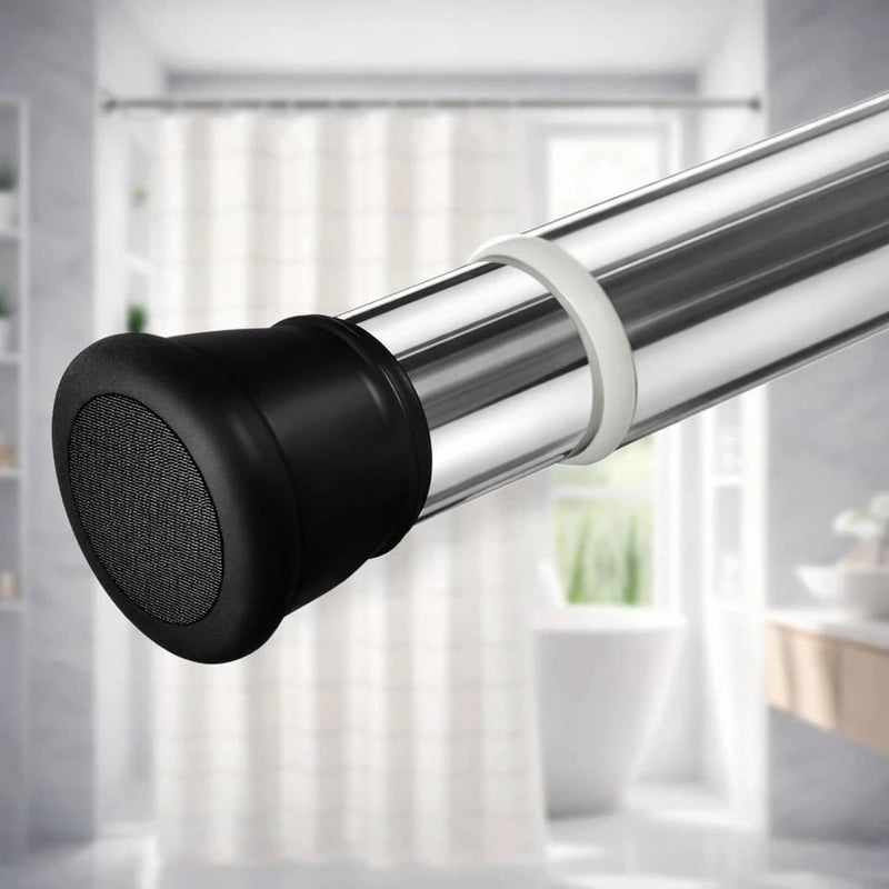 Grozaro Premium Stainless Steel 85CM Adjustable No-Drill Tension Rod with Black Non-Slip Rubber End Caps