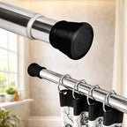 Grozaro Premium Stainless Steel 105CM Adjustable No-Drill Tension Rod with Black Non-Slip Rubber End Caps