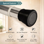 Grozaro Premium Stainless Steel 125CM Adjustable No-Drill Tension Rod with Black Non-Slip Rubber End Caps