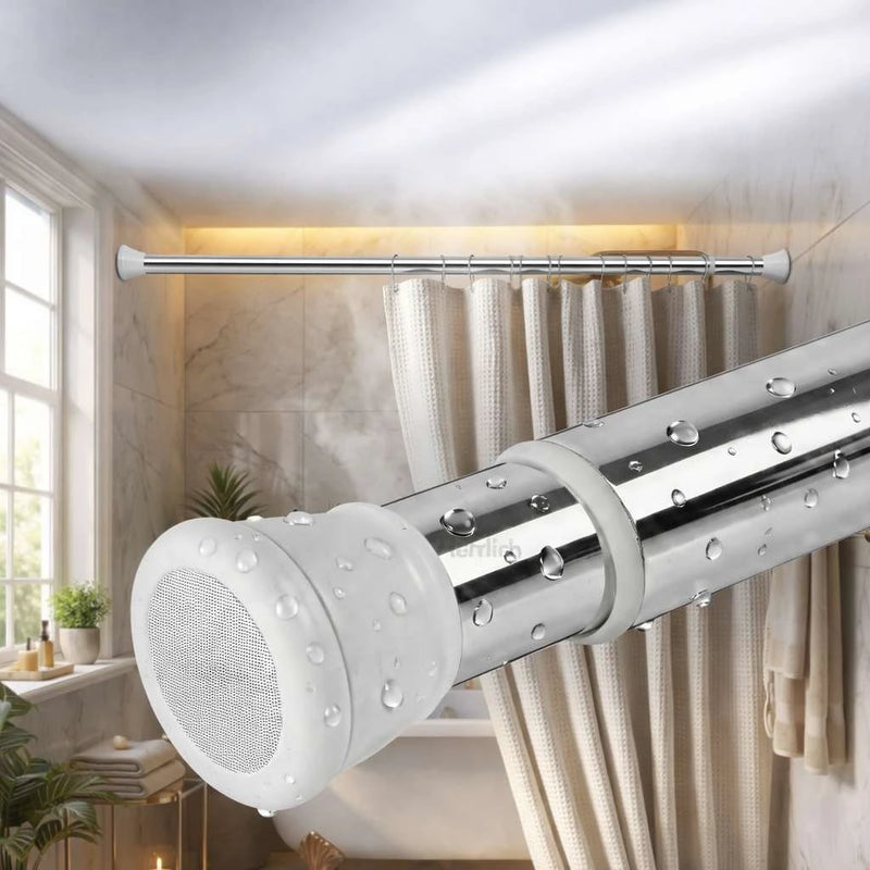 Grozaro Premium Stainless Steel 105CM Adjustable No-Drill Tension Rod with White Non-Slip Rubber End Caps