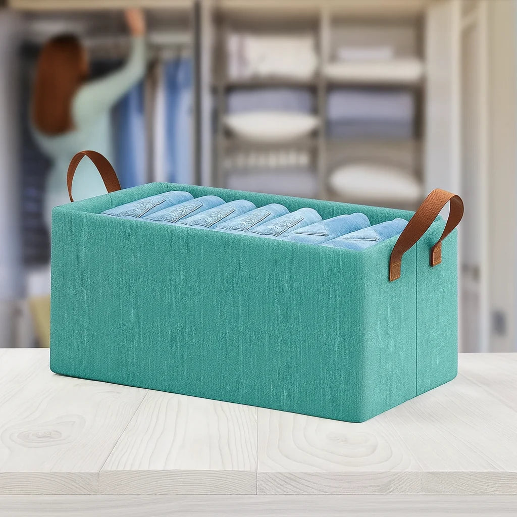 Grozaro Foldable Blue Wardrobe Organizer With Durable Handle