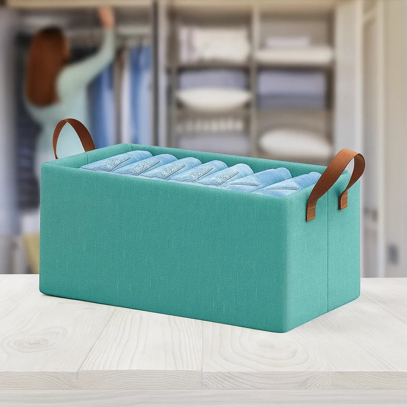 Grozaro Foldable Blue Wardrobe Organizer With Durable Handle