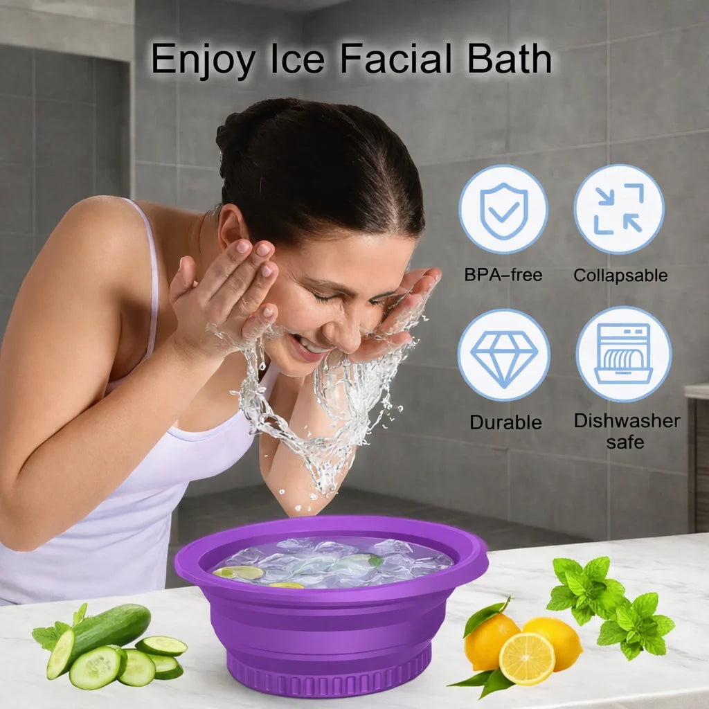 Grozaro Foldable Purple Ice Face Bowl | Cold Therapy Facial Skincare Bowl