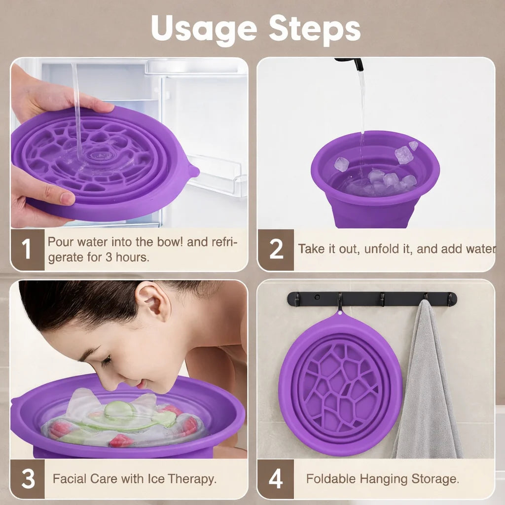 Grozaro Foldable Purple Ice Face Bowl | Cold Therapy Facial Skincare Bowl